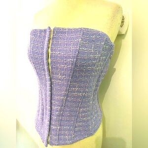 ZARA Gingham Corset Top with Hook/Eye Closure - Size XL - NEW